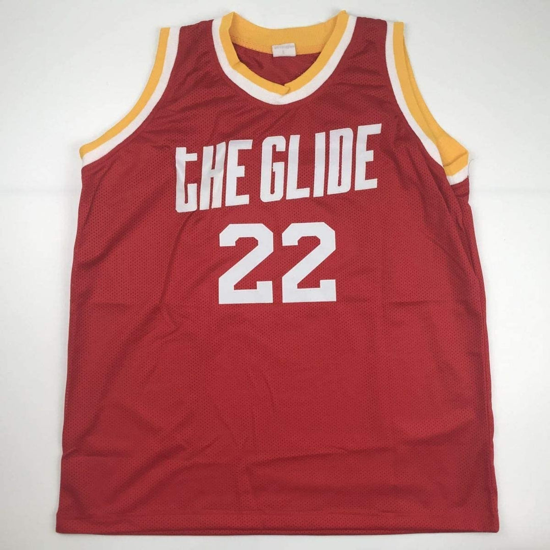 Autographed/Signed Clyde Drexler Houston Red Jersey Beckett BAS COA