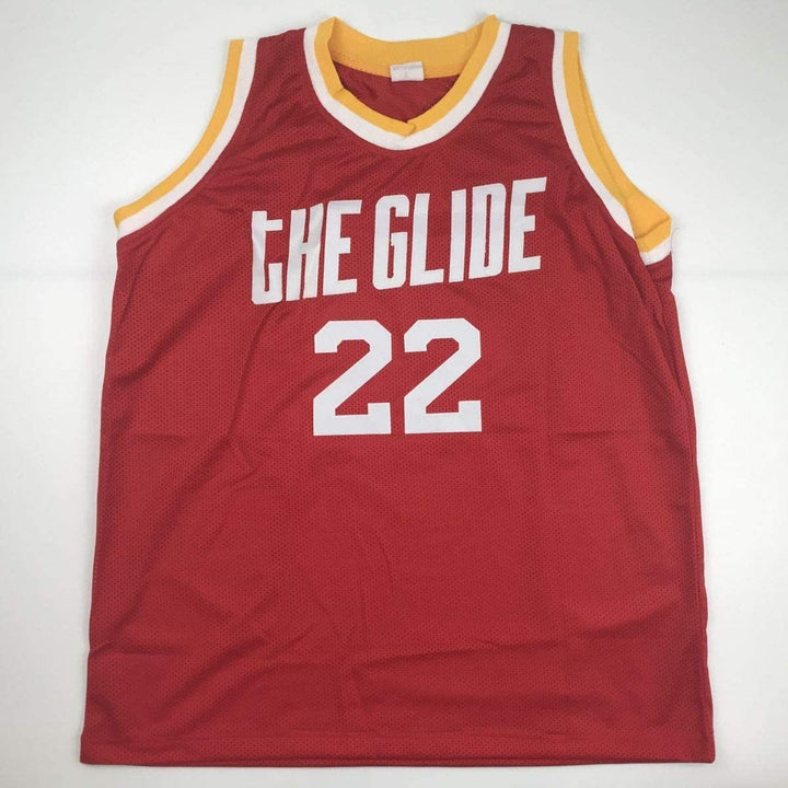 Autographed/Signed Clyde Drexler Houston Red Jersey Beckett BAS COA