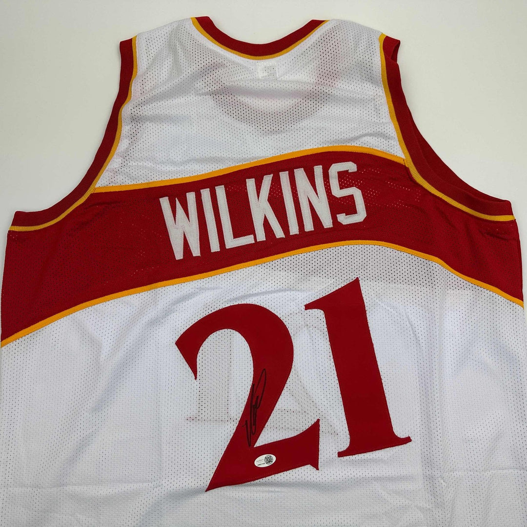 Autographed/Signed DOMINIQUE WILKINS Atlanta White Jersey PSA/DNA COA