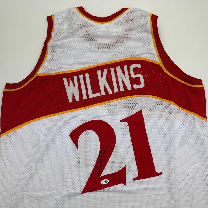 Autographed/Signed DOMINIQUE WILKINS Atlanta White Jersey PSA/DNA COA