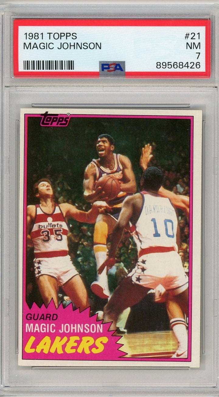 Graded 1981 Topps Magic Johnson #21 2nd Year Card PSA 7 Near Mint