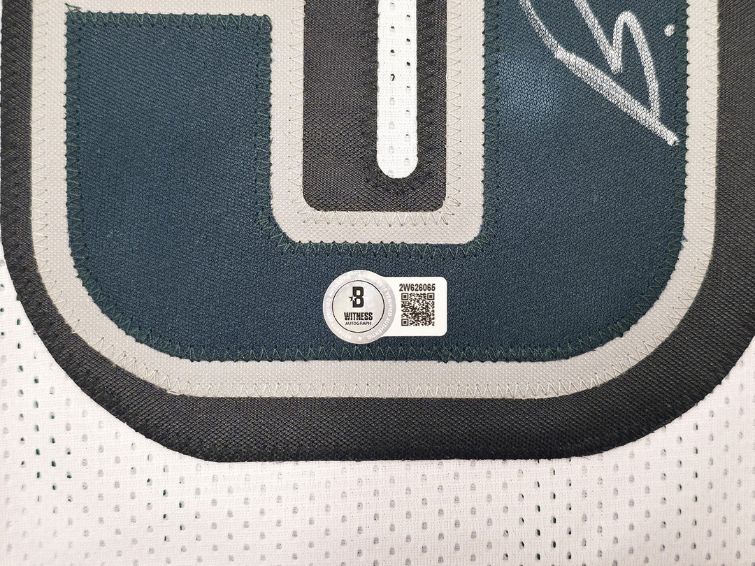 Eagles Brandon Graham Auto Signed White Super Bowl Stats Jersey Beckett Witness