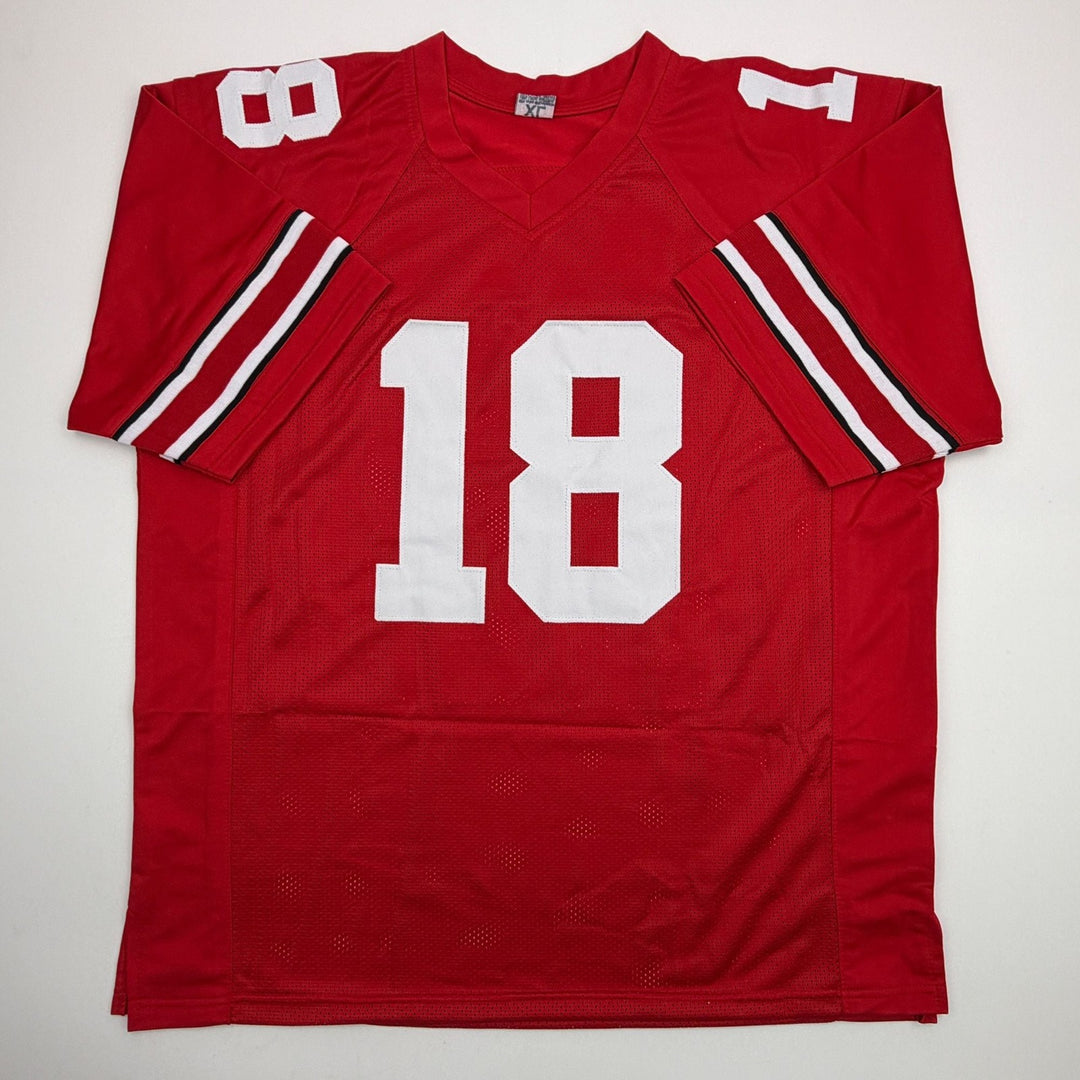 Autographed/Signed Will Howard Ohio State Red College Jersey JSA COA