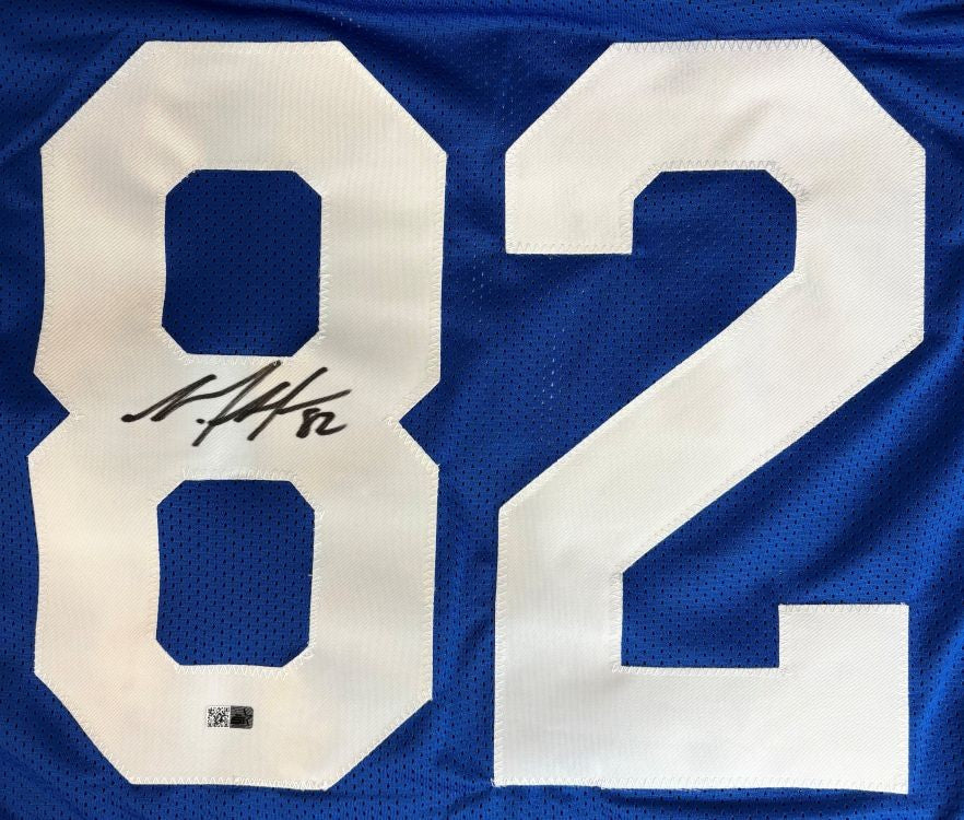 Mario Manningham New York Signed Blue Football Jersey Sports Integrity