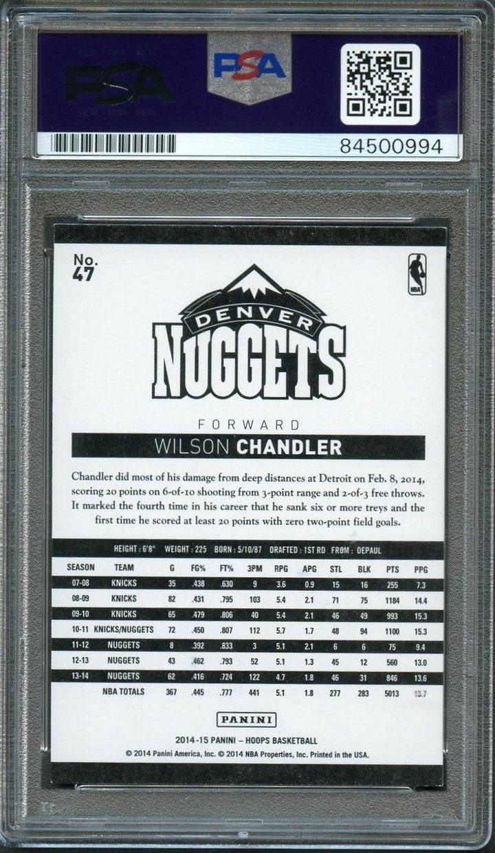 2014-15 NBA Hoops #47 Wilson Chandler Signed AUTO 10 PSA Slabbed Nuggets