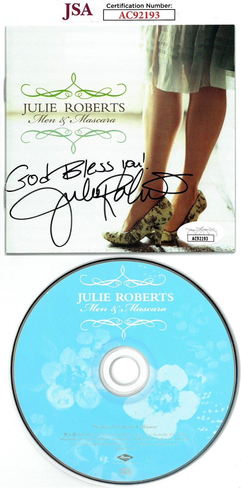 Julie Roberts signed 2006 Men & Mascara Album Booklet w/CD w/ God Bless You- JSA