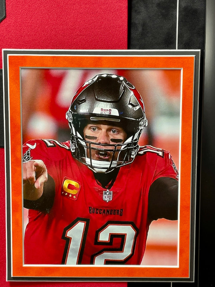 Tom Brady Autographed Tampa Bay Buccaneers Framed Jersey Red COA Fanatics Signed