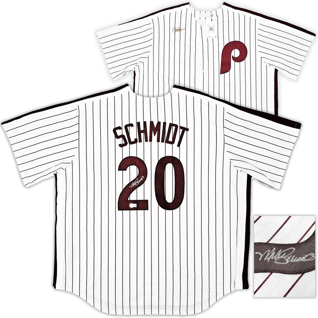 Phillies Mike Schmidt Auto White Nike Cooperstown Collection Jersey Sz XXL BAS