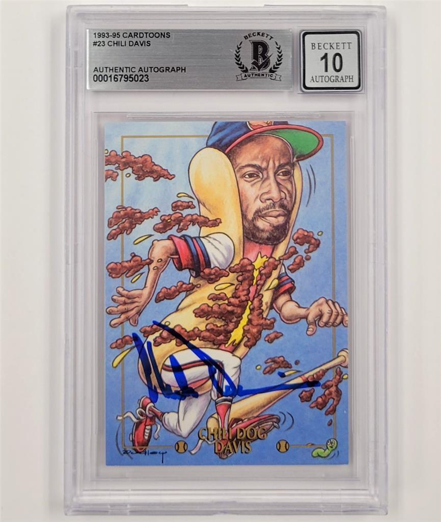 Chili Davis autograph signed Chili Dog 1993-95 Cardtoons 23 card BAS BGS 10 auto