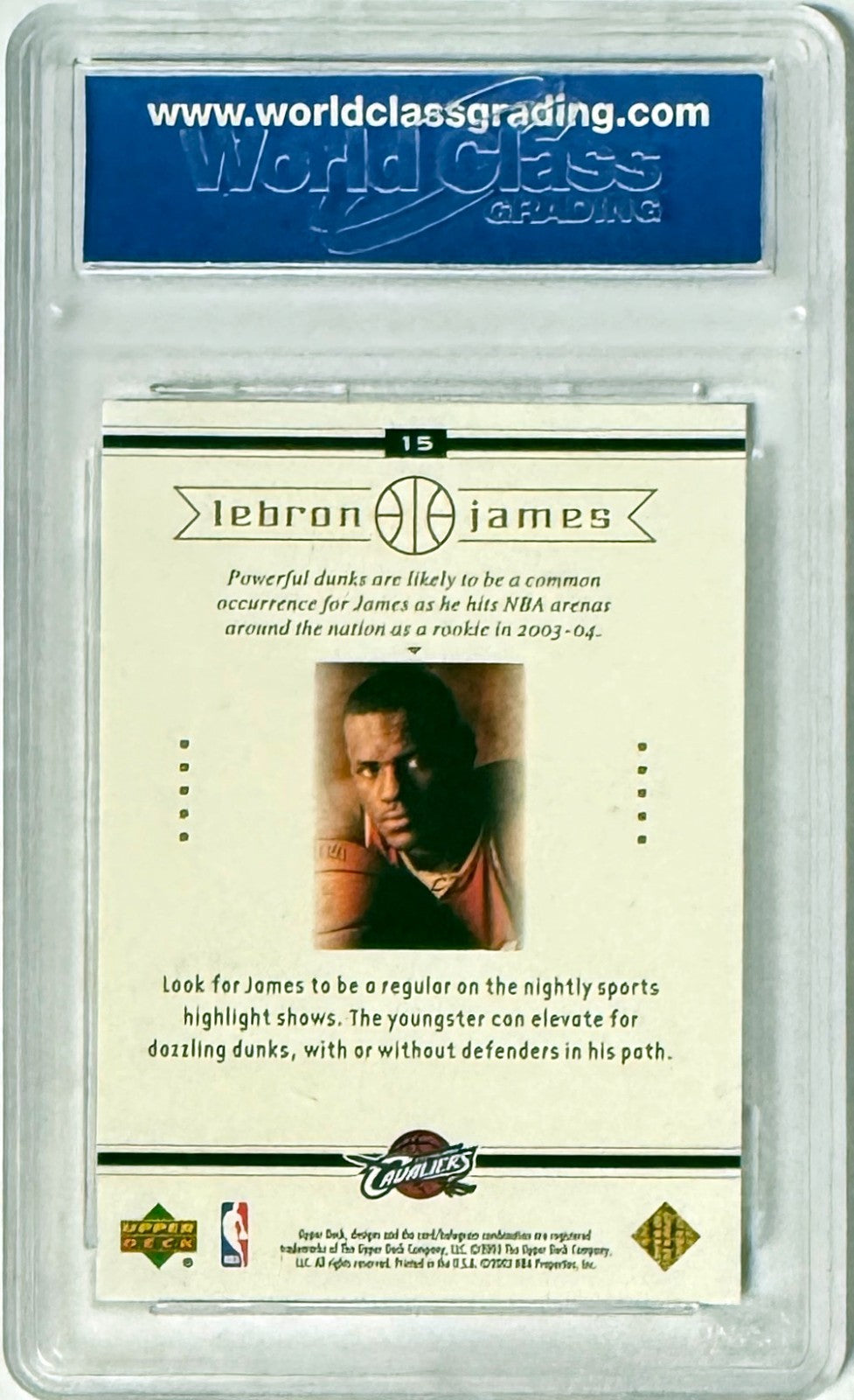 LeBron James 2003 Upper Deck Box Set Rookie Stay Tuned Card #15-WCG Graded 10 GM