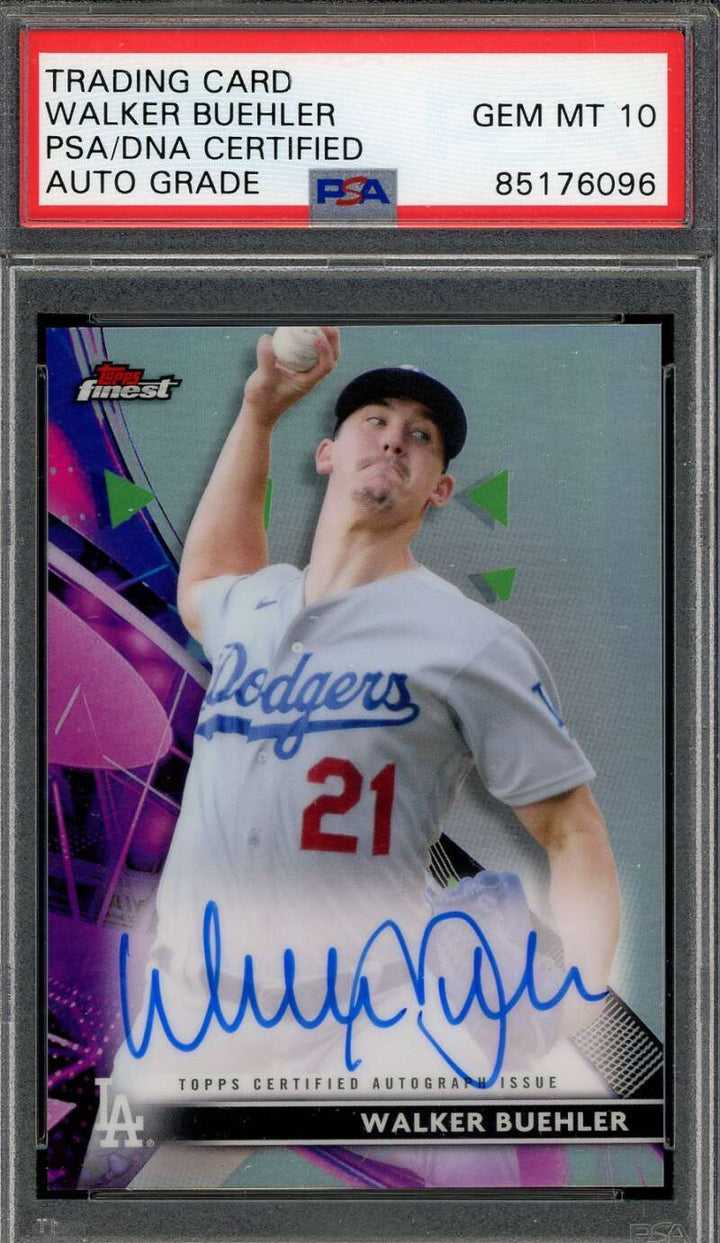 Walker Buehler Gem Mint 10 PSA DNA Signed 2021 Topps Finest  Autograph