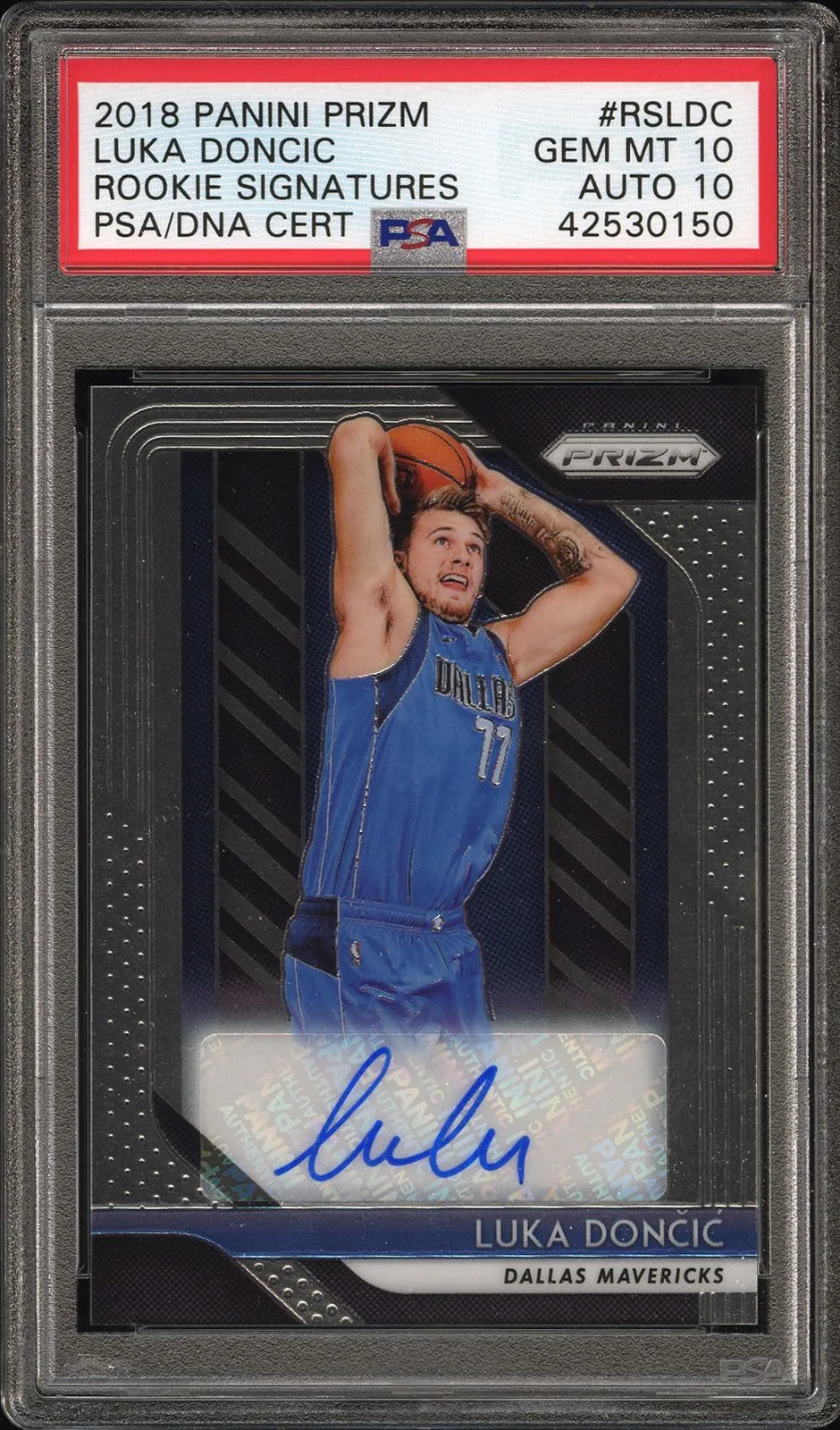 Luka Doncic 2018 Panini Prizm Rookie Signatures#RSLDC Signed Card PSA 10 Auto 10