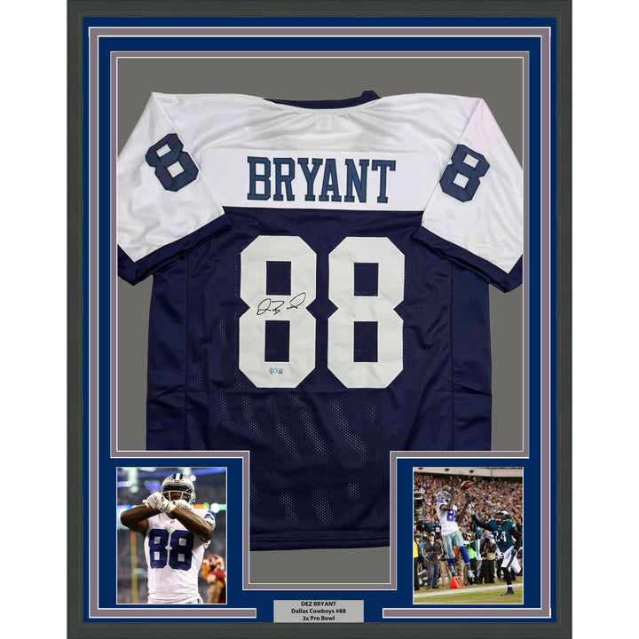 Framed Autographed/Signed Dez Bryant 35x39 Dallas TG Day Jersey Beckett BAS COA