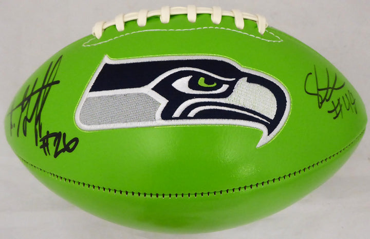 Shaquem & Shaquill Griffin Signed Seattle Seahawks Green Logo Football MCS Holo