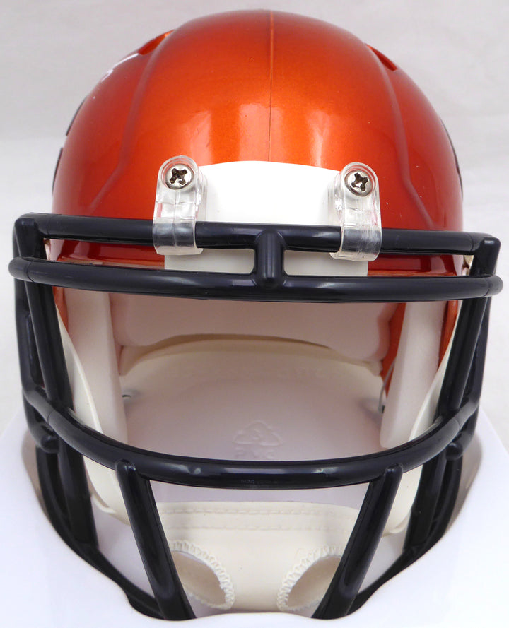 Justin Fields Autographed Orange Flash Mini Helmet Bears Beckett QR W176097