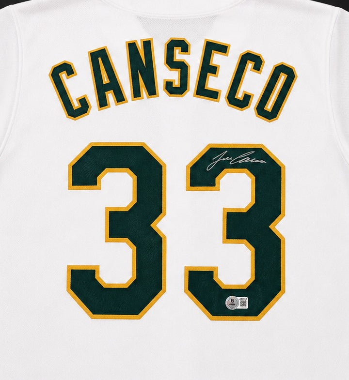 Oakland A's Jose Canseco Signed White Jersey Beckett BAS Witness