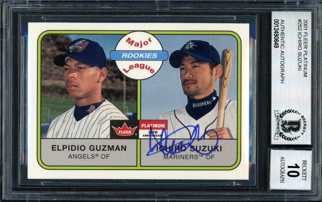 Ichiro Suzuki Auto 2001 Fleer Platinum RC 252 Mariners Auto 10 Beckett #12490649