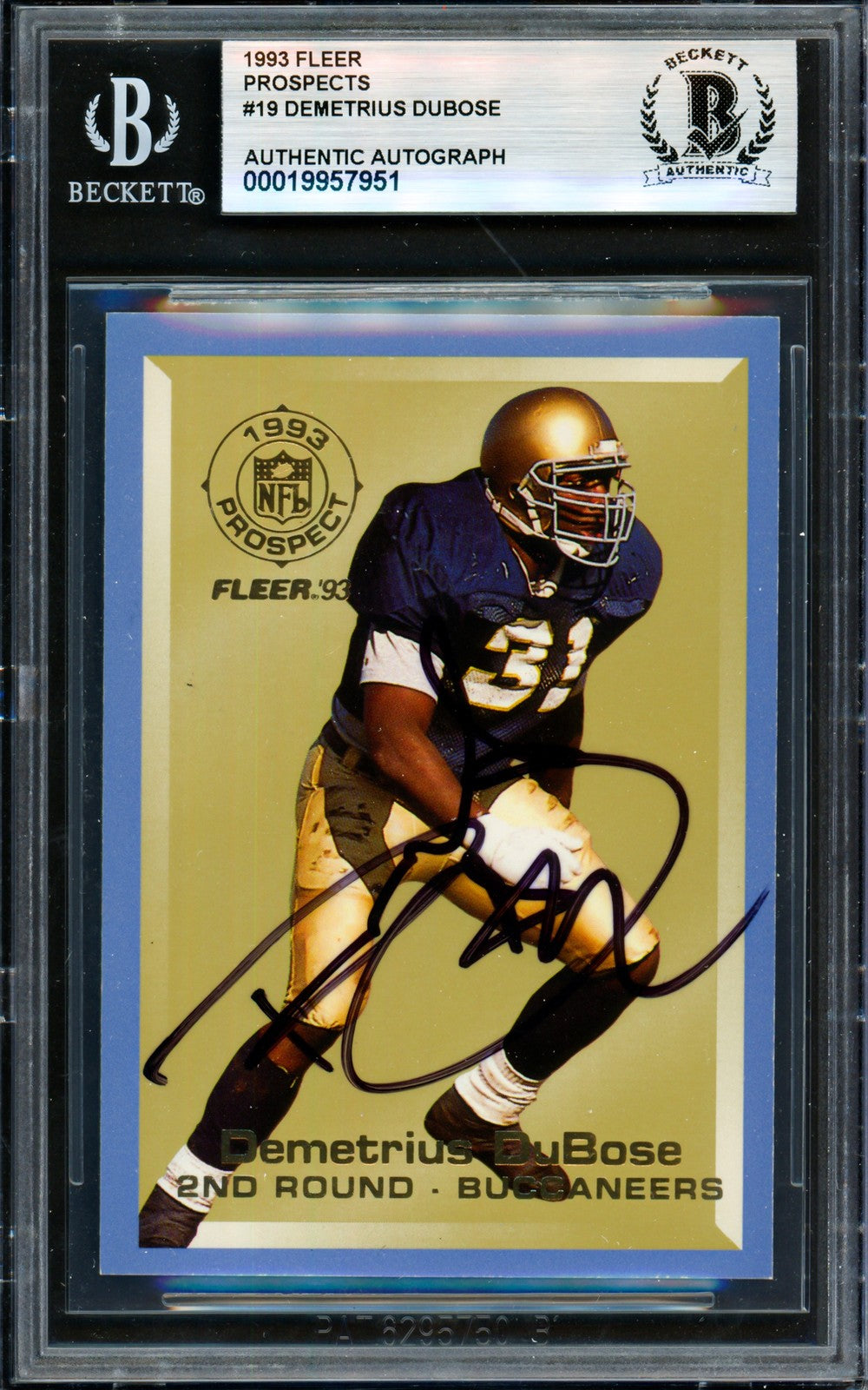Demetrius DuBose Signed 1993 Fleer Prospect RC #19 Buccaneers Beckett #19957951