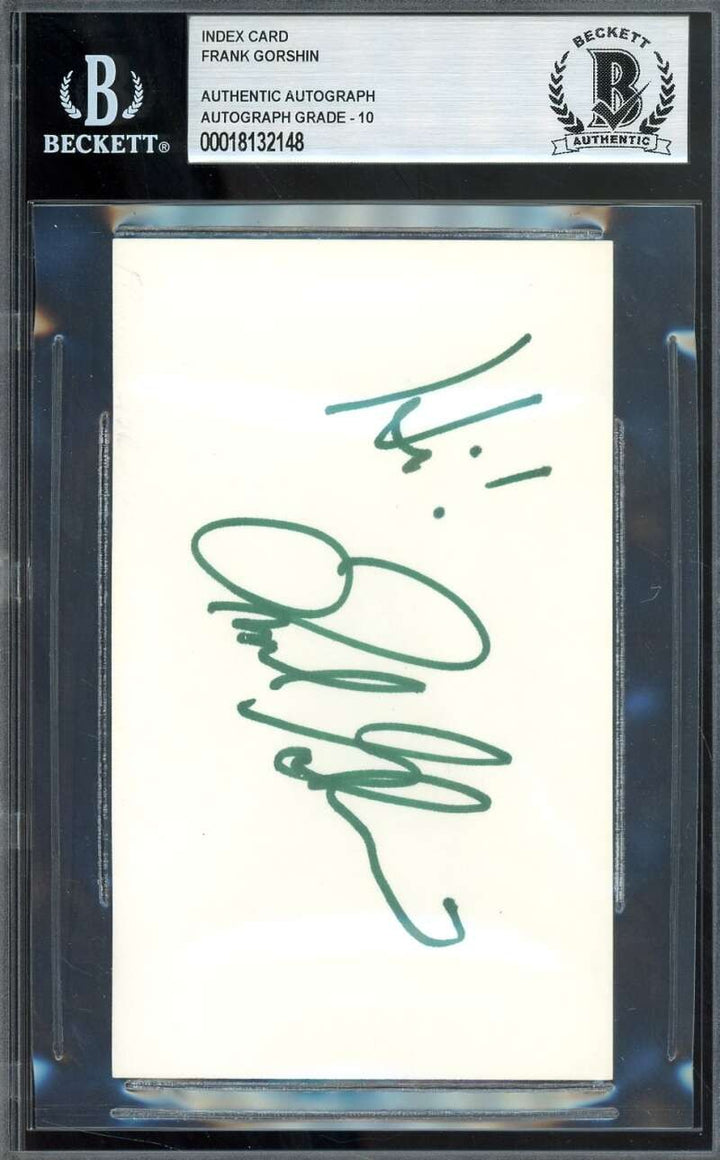 Frank Gorshin Gem Mint 10 Beckett BAS Signed 3x5 Index Card Batman Riddler Autog
