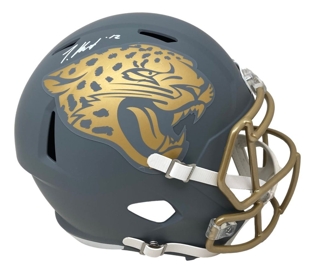 Travis Hunter Signed Jacksonville Jaguars FS Slate Speed Replica Helmet BAS