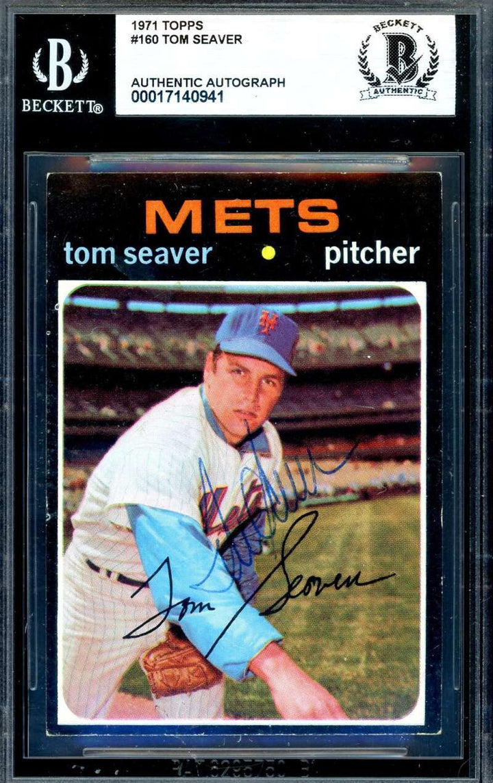 Tom Seaver Beckett BAS Signed 1971 Topps Autograph