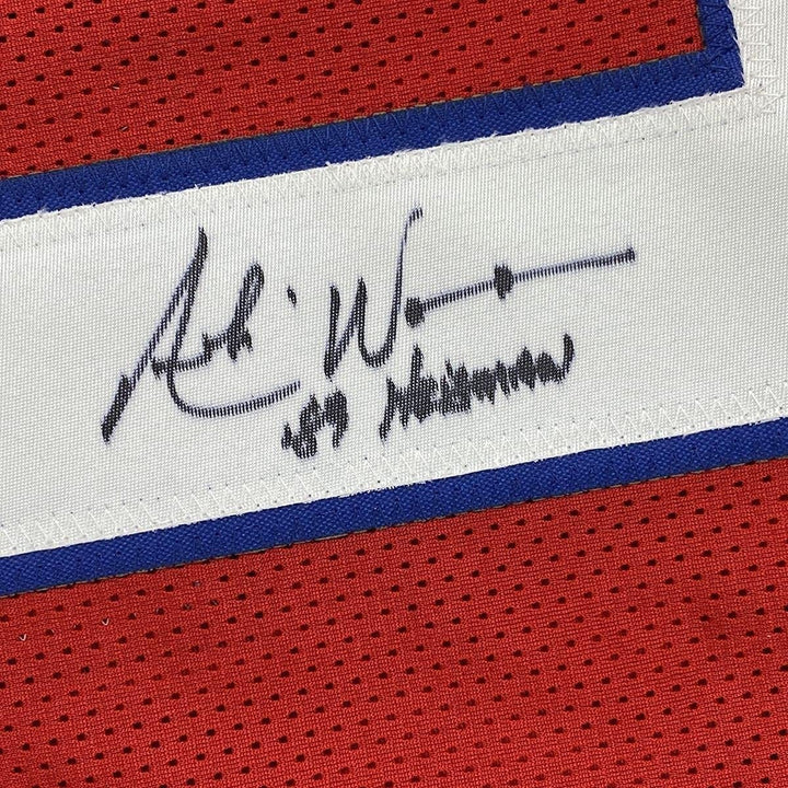 FRAMED Autographed/Signed ANDRE WARE 33x42 Heisman Houston Red Jersey JSA COA