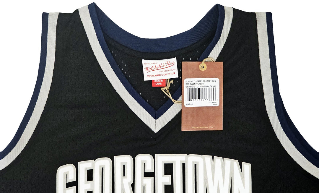 Georgetown Hoyas Allen Iverson Auto Black Mitchell Ness 95 College Jersey XL BAS