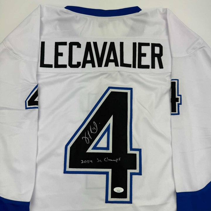 Autographed/Signed Vincent Lecavalier 2004 SC Champs Tampa Bay White Jers