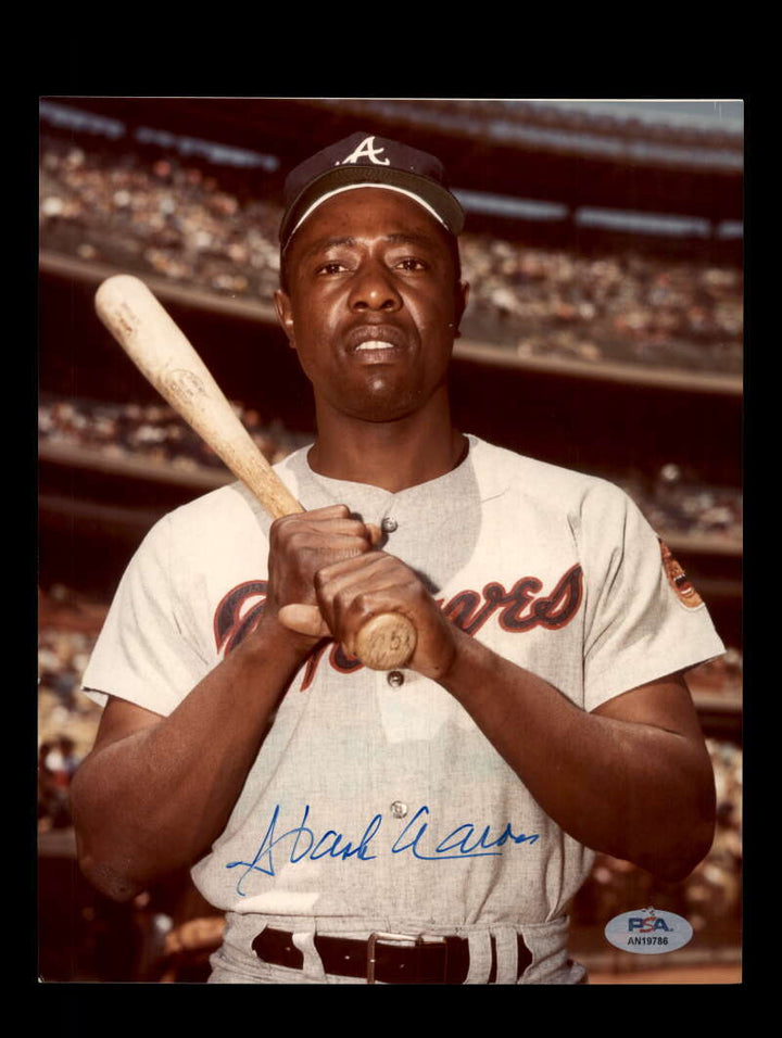 Hank Aaron PSA DNA Signed  8x10 Photo Autograph Braves
