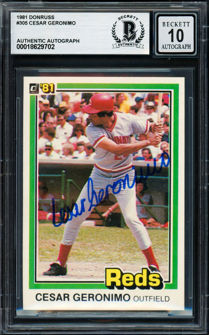 Cesar Geronimo Signed 1981 Donruss Card 305 Reds Auto GM 10 Beckett #18629702