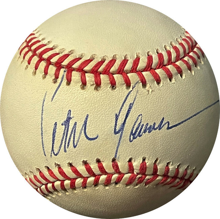 Peter Gammons signed RONL Rawlings OFC National League Baseball minor tone- JSA