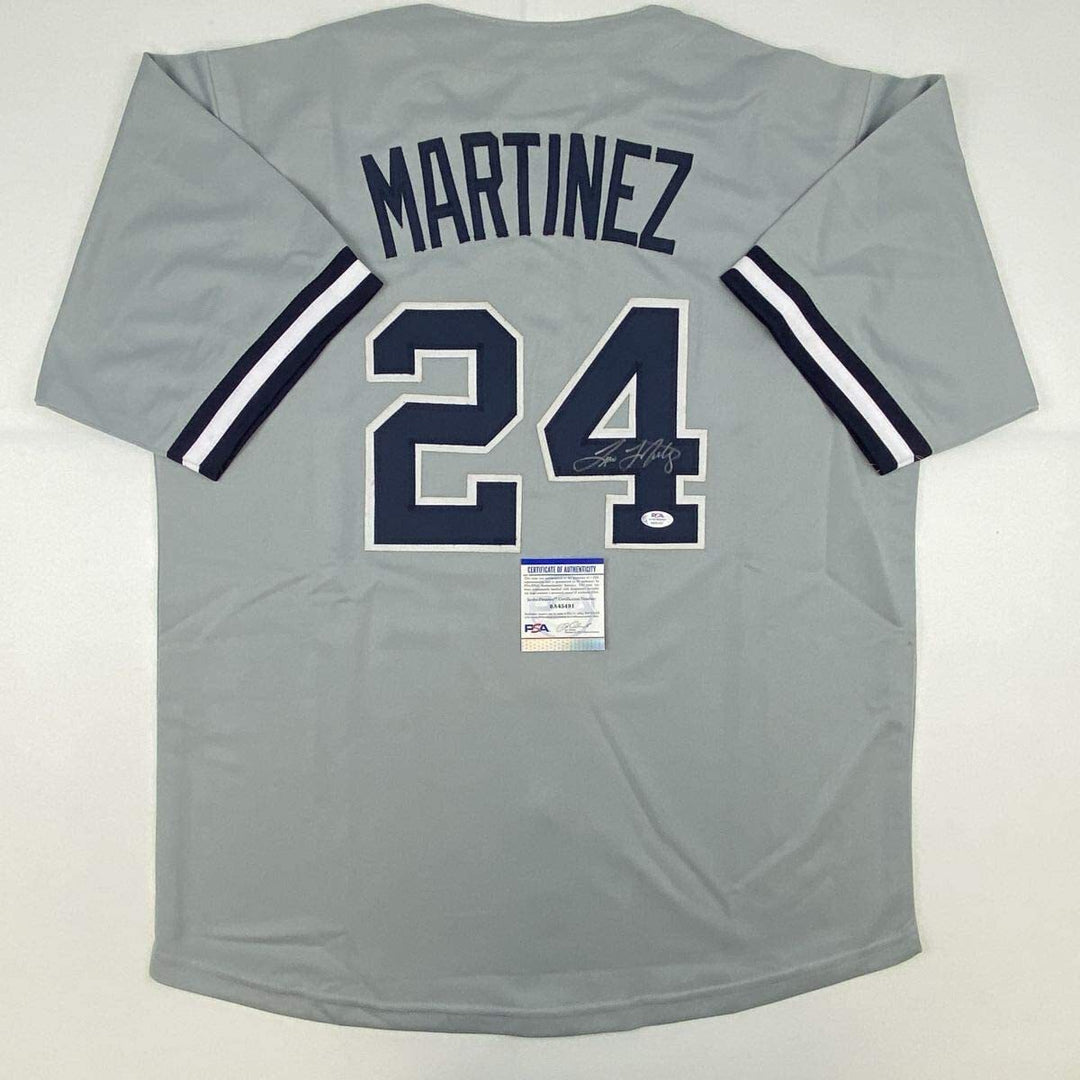 Autographed/Signed TINO MARTINEZ New York Grey Baseball Jersey PSA/DNA COA Auto