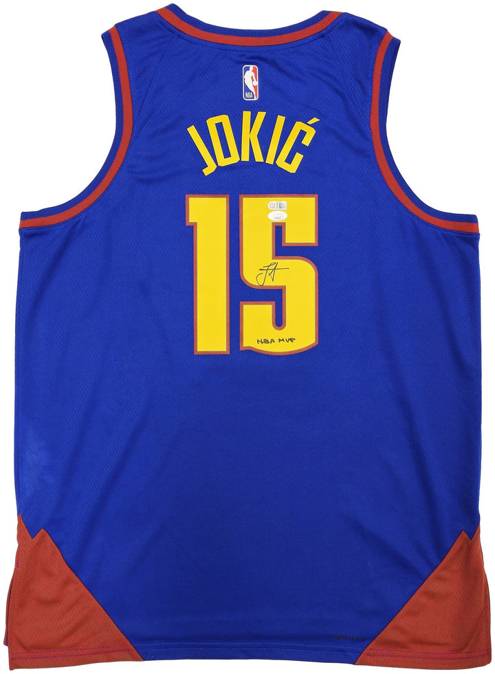 Nuggets Nikola Jokic Auto Blue Nike Statement Edition Jersey Size 52 NBA MVP JSA