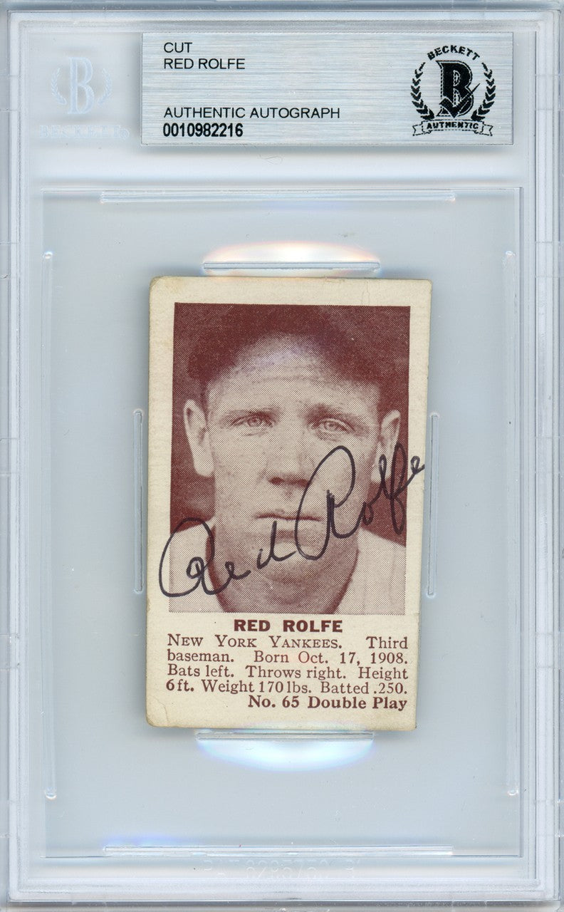 Red Rolfe Signed 1941 Double Play Card 65 New York Yankees Beckett