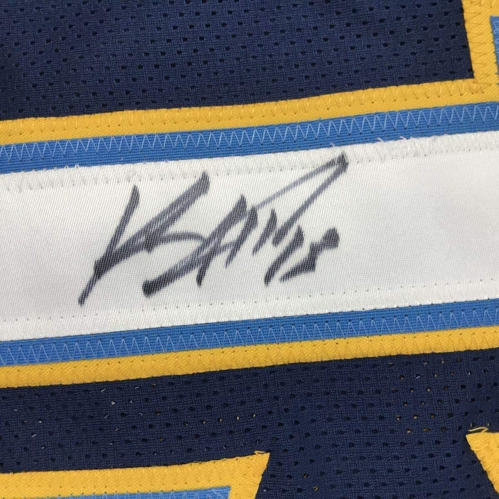 FRAMED Autographed/Signed KEENAN ALLEN 33x42 LA Dark Blue Jersey JSA COA Auto