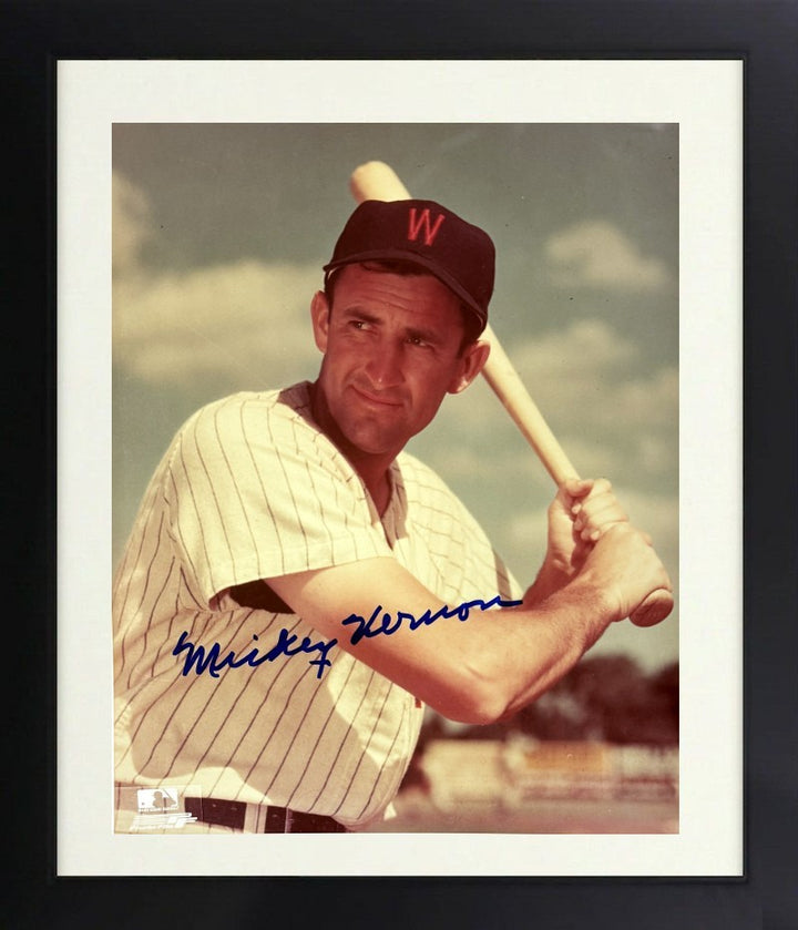 Mickey Vernon signed Washington Senators MLB 8x10 Photo minor dings Framed - COA
