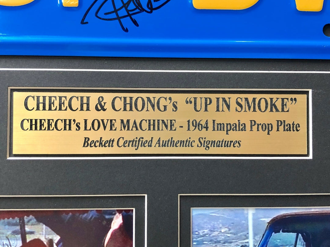 Cheech & Chong Signed "MUF DVR" Movie Car License Plate Framed Collage BAS Auto
