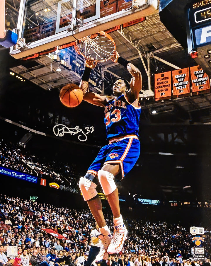 Patrick Ewing Signed 16x20 Photo New York Knicks Dunk Beckett BAS Witness