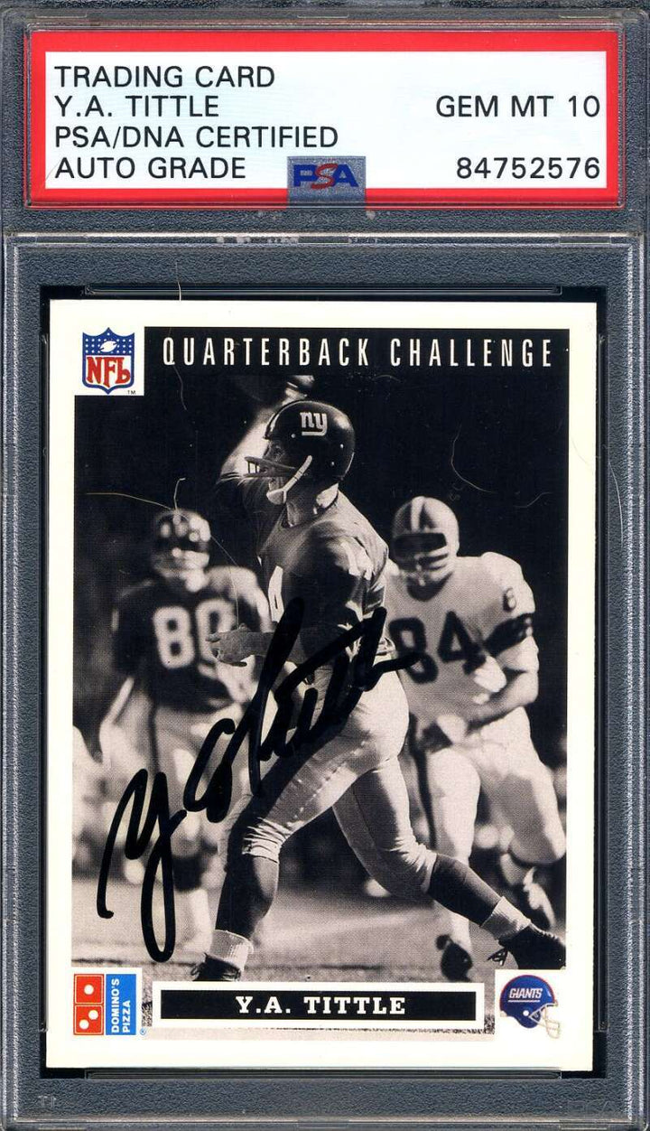 Y.A. Tittle Gem Mint 10 PSA DNA Signed 1991 Upper Deck Domino Autograph