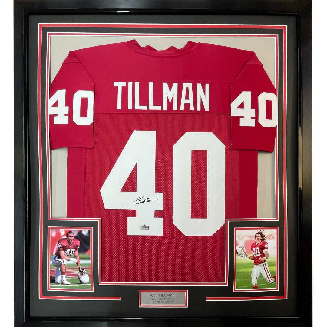 Framed Facsimile Autographed Pat Tillman 35x39 Arizona Red Reprint Jersey