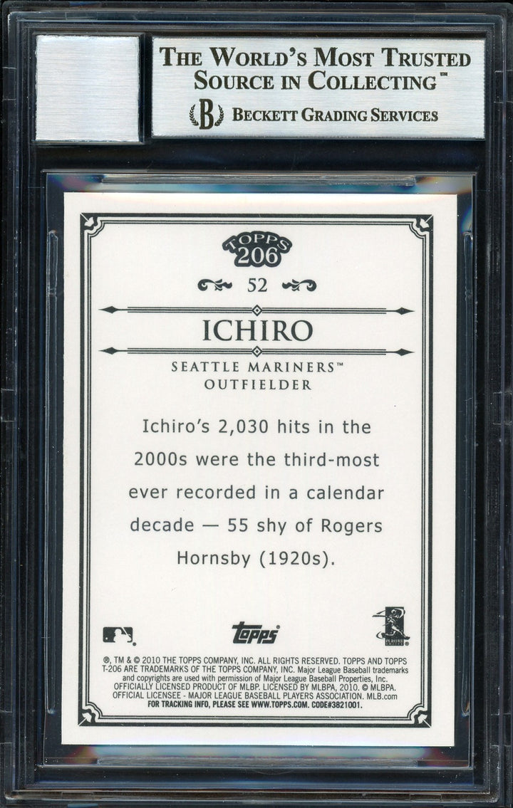 Ichiro Suzuki Auto Signed 2010 Topps 206 Bronze Card 52 Mariners Auto 10 Beckett