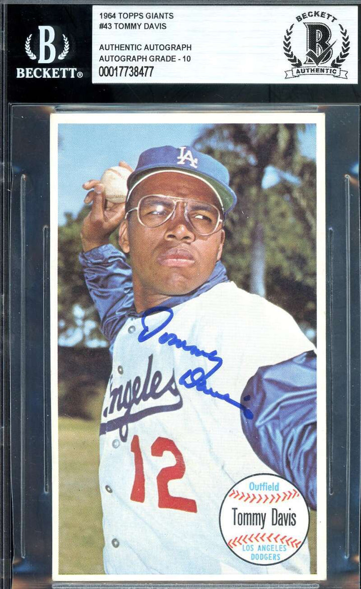 Tommy Davis Gem Mint 10 Beckett BAS Signed 1964 Topps Giants Autographed
