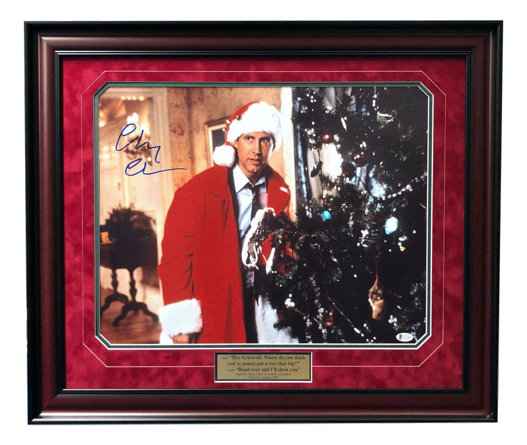 Chevy Chase Signed Christmas Vacation 16x20 Photo Framed BAS COA Autograph Tree