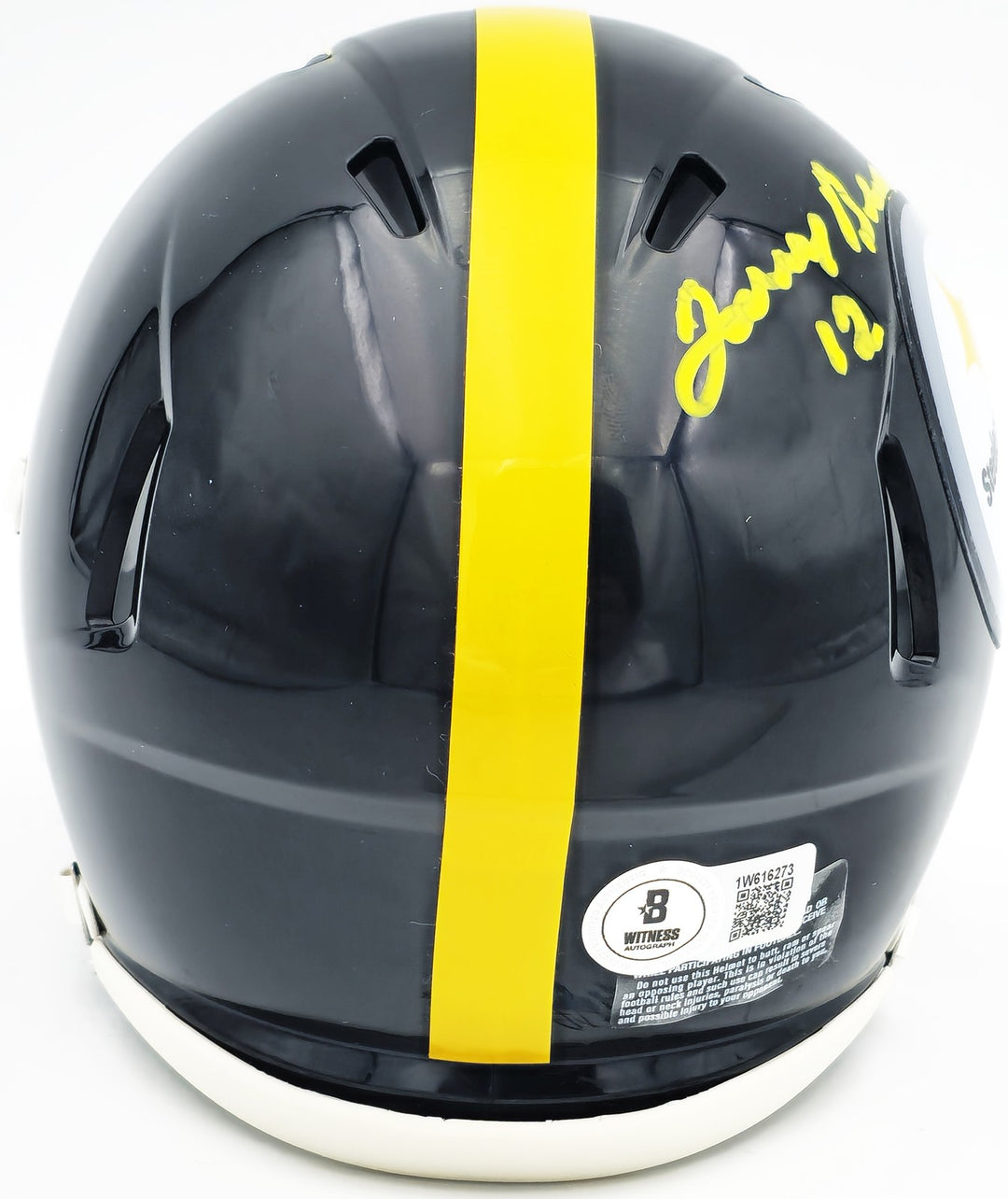 Terry Bradshaw Signed Pittsburgh Steelers Black Speed Mini Helmet Beckett Wit