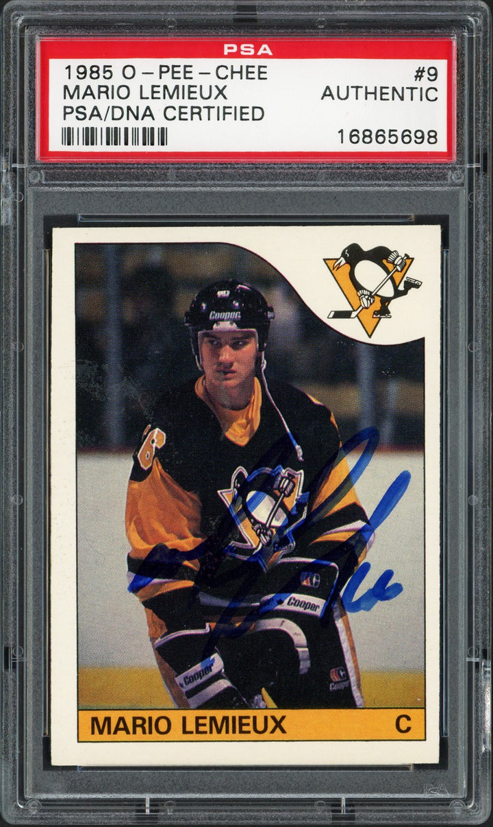 Mario Lemieux Signed 1985 O-Pee-Chee RC 9 Pittsburgh Penguins PSA/DNA #16865698
