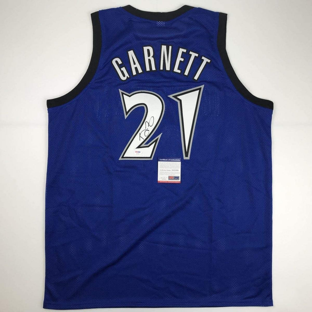 Autographed/Signed Kevin Garnett Minnesota Blue Jersey PSA/DNA COA