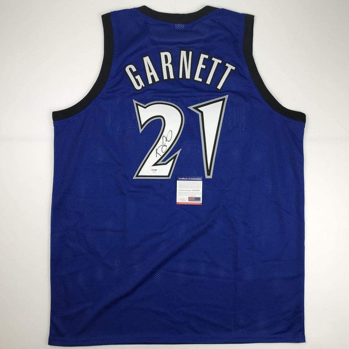 Autographed/Signed Kevin Garnett Minnesota Blue Jersey PSA/DNA COA
