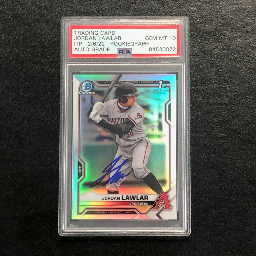 2021 Bowman Chrome Refractor #BDC-194 Jordan Lawlar Signed PSA Auto 10 RC