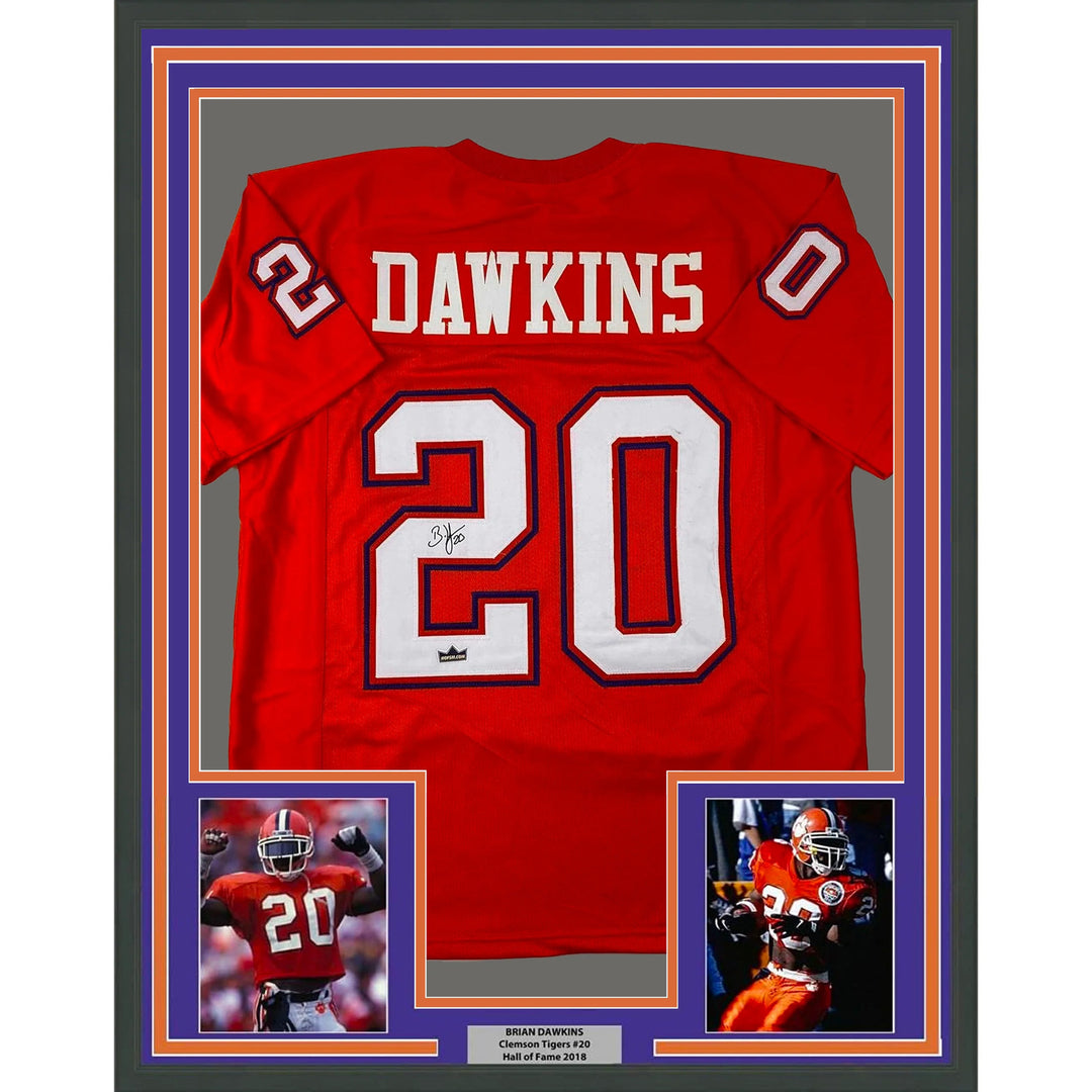 Framed Facsimile Autographed Brian Dawkins 33x42 Reprint Laser Auto Jersey