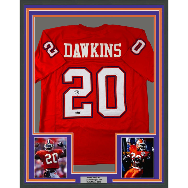 Framed Facsimile Autographed Brian Dawkins 33x42 Reprint Laser Auto Jersey